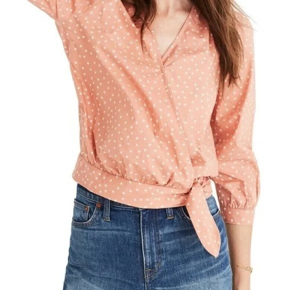 Madewell Wrap Top in Star Scatter peach medium